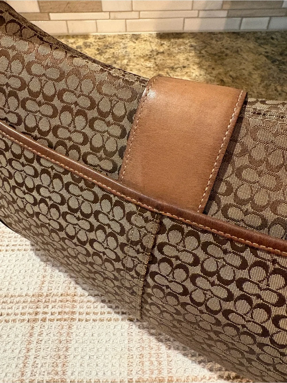Vintage Coach Soho! Signature Large Flap Shoulder Bag -Jacquard & Leather